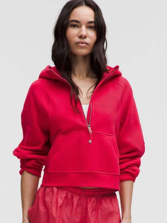 lululemon athletica Sweaters - Lululemon Scuba Oversized Half-Zip Hoodie - Red Glow